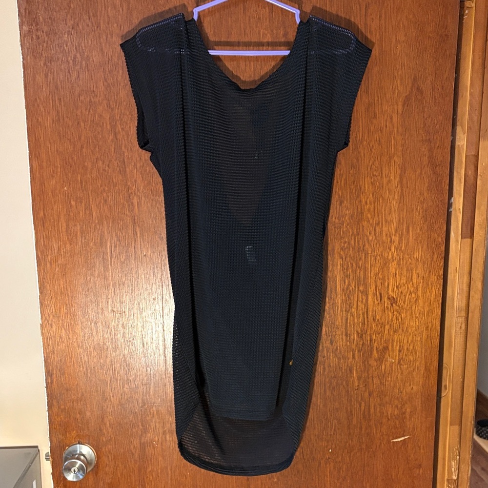 Aqua - Elegant Black Mesh Swim Coverup